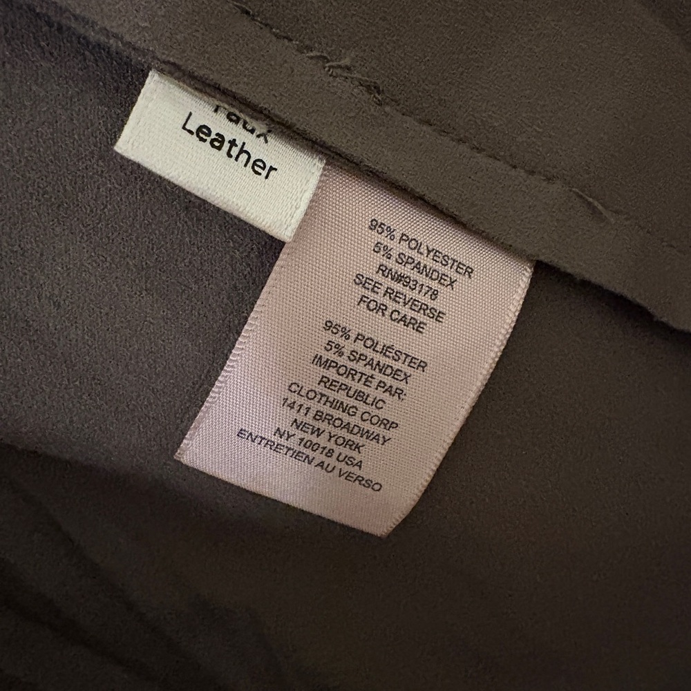 Philosophy olive faux leather Open Front duster Cardigan with drawstring size L - Picture 4 of 6